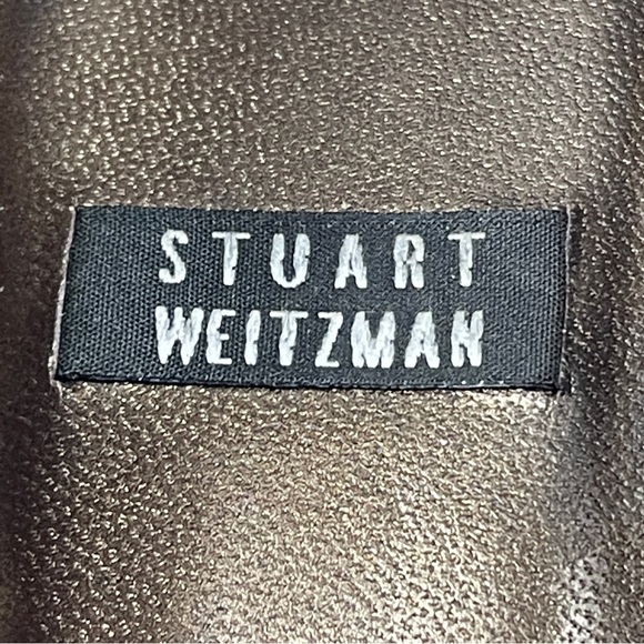 STUART WEITZMAN vintage square toe block heel shimmer snake skin leather shoes 7 - Picture 2 of 11